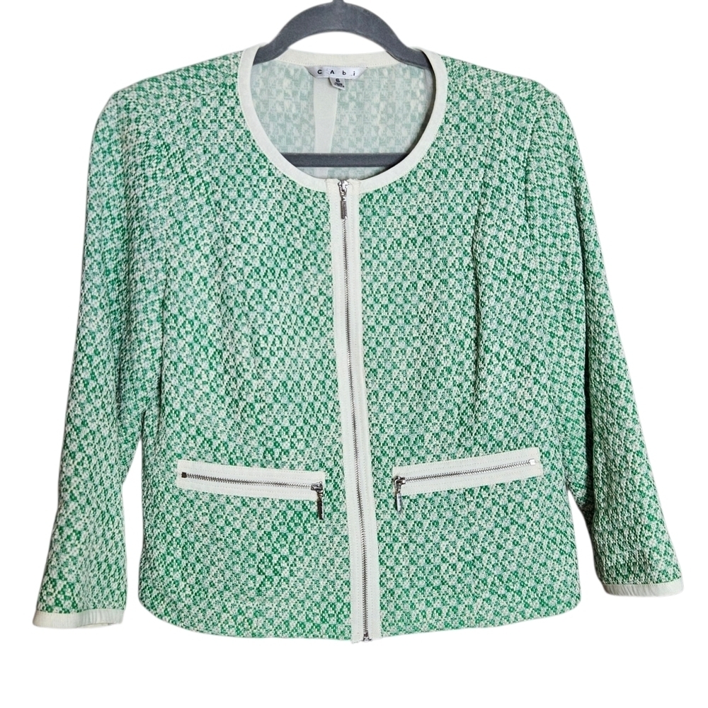 Cabi Clover Tweed Jacket Blazer Lined Green size 6